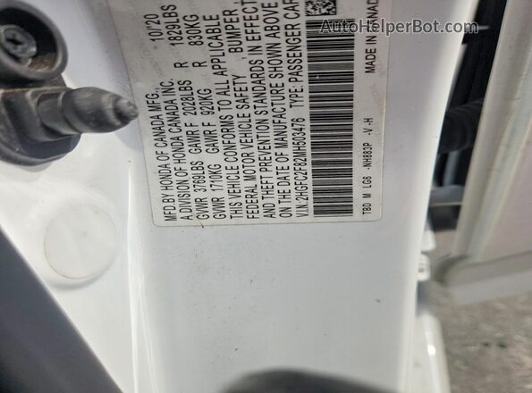 2HGFC2F82MH503476 2021 HONDA CIVIC White ძრავის განყოფილების ხედი