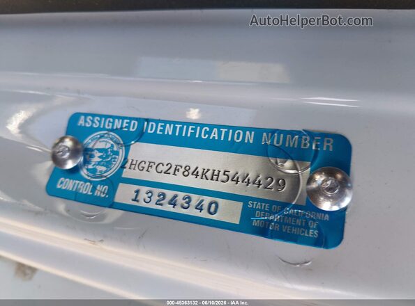 2HGFC2F84KH544429 2019 HONDA CIVIC White Շարժիչի բաժամունքի տեսք