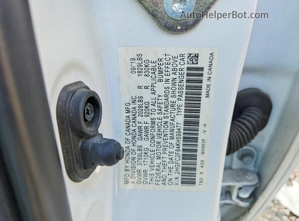 2HGFC2F84KH599477 2019 HONDA CIVIC Белый 