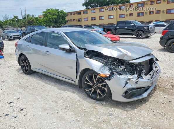 2HGFC2F84KH600448 2019 HONDA CIVIC Серебряный Передняя правая четверть