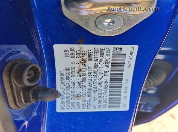 2HGFC2F84LH584544 2020 HONDA CIVIC Синий Вид подкапотного пространства