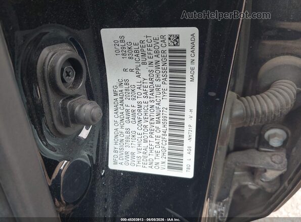 2HGFC2F84LH599772 2020 HONDA CIVIC Black ძრავის განყოფილების ხედი