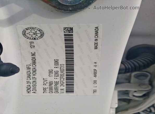 2HGFC2F85LH007313 2020 HONDA CIVIC White ძრავის განყოფილების ხედი