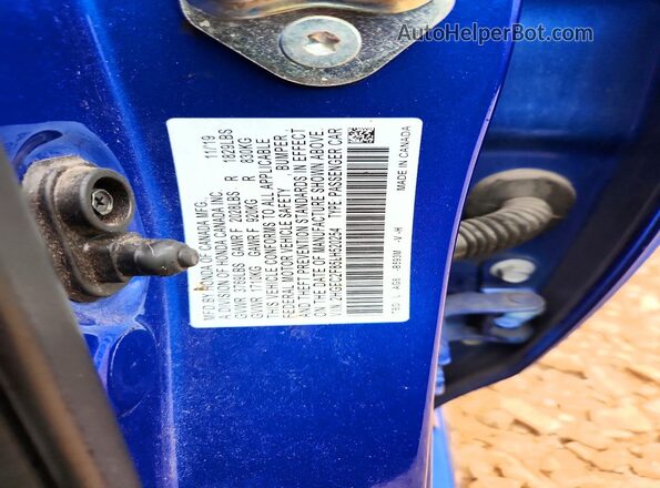 2HGFC2F85LH520254 2020 HONDA CIVIC Blue Widok komory silnika