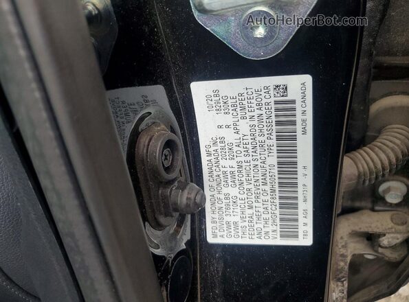 2HGFC2F85MH505710 2021 HONDA CIVIC Black ძრავის განყოფილების ხედი