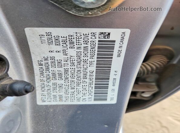 2HGFC2F86LH518142 2020 HONDA CIVIC Silver VIN կոդի պիտակի տեսք