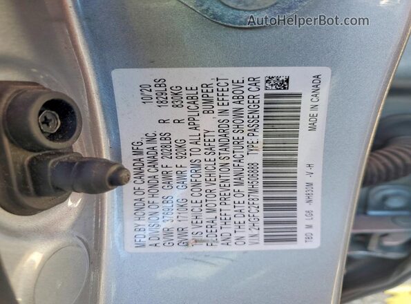 2HGFC2F87MH506888 2021 HONDA CIVIC Silver Widok komory silnika