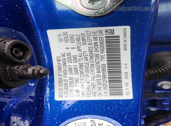 2HGFC2F89KH586529 2019 HONDA CIVIC Blue 