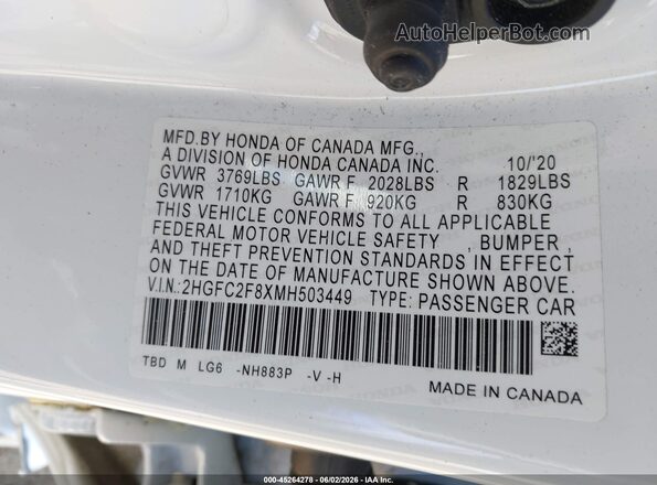 2HGFC2F8XMH503449 2021 HONDA CIVIC White 