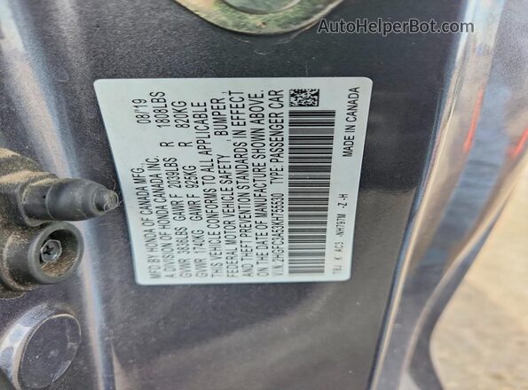 2HGFC3A53KH755530 2019 HONDA CIVIC Gray Widok komory silnika