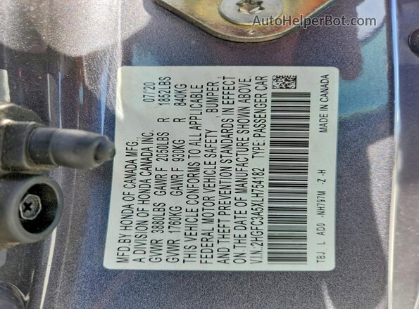2HGFC3A5XLH754182 2020 HONDA CIVIC Charcoal Вид підкапотного простору