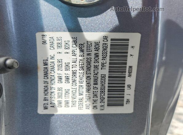 2HGFC3B30JH353363 2018 HONDA CIVIC Gray Вид підкапотного простору