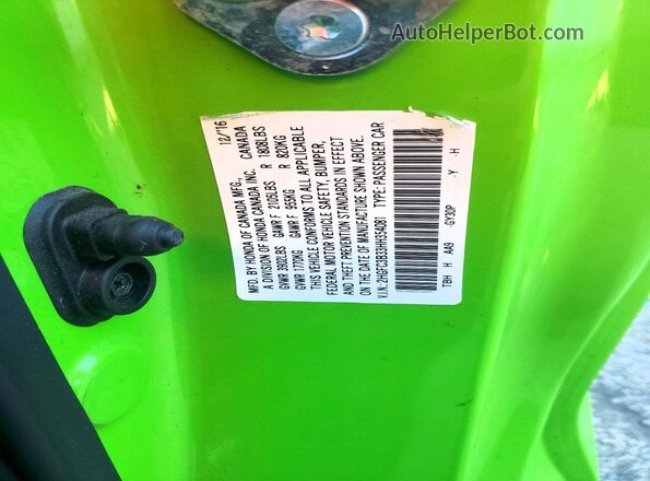 2HGFC3B33HH354081 2017 HONDA CIVIC Green Вид підкапотного простору