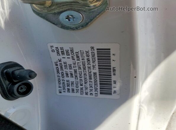 2HGFC3B39GH350986 2016 HONDA CIVIC White Widok komory silnika