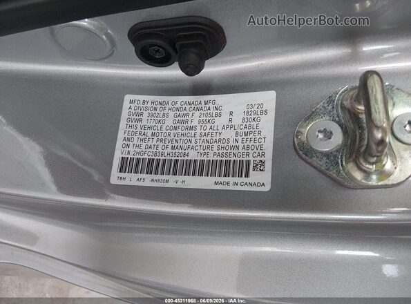 2HGFC3B39LH352084 2020 HONDA CIVIC Silver Engine compartment view