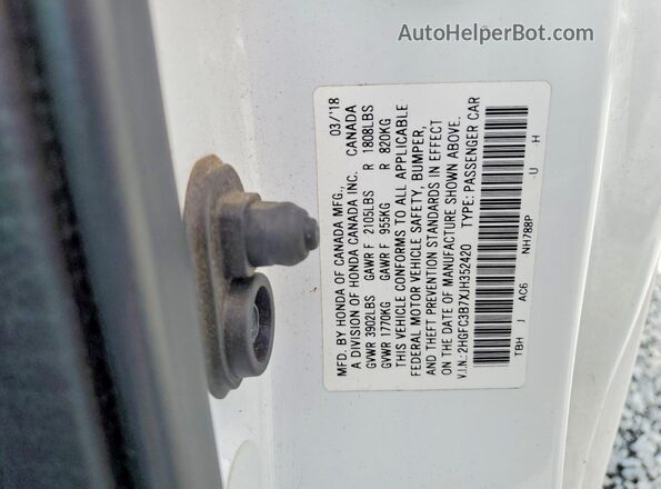 2HGFC3B7XJH352420 2018 HONDA CIVIC White Engine compartment view