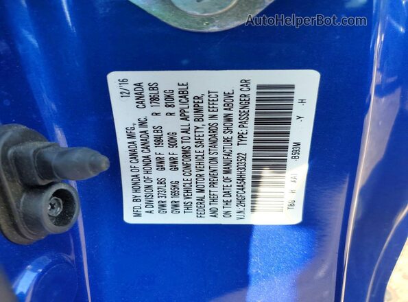 2HGFC4A54HH303522 2017 HONDA CIVIC Blue 