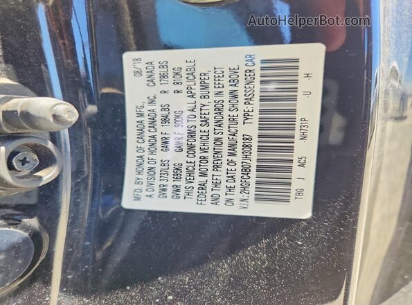 2HGFC4B07JH308187 2018 HONDA CIVIC Black 