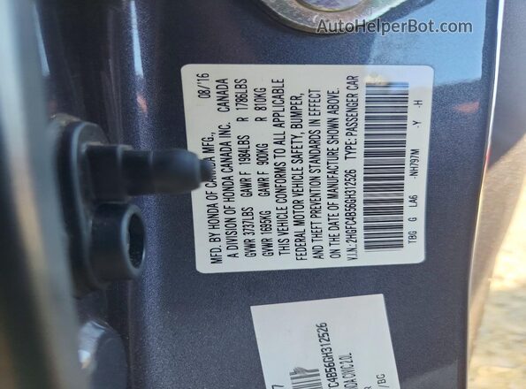 2HGFC4B56GH312526 2016 HONDA CIVIC Gray 