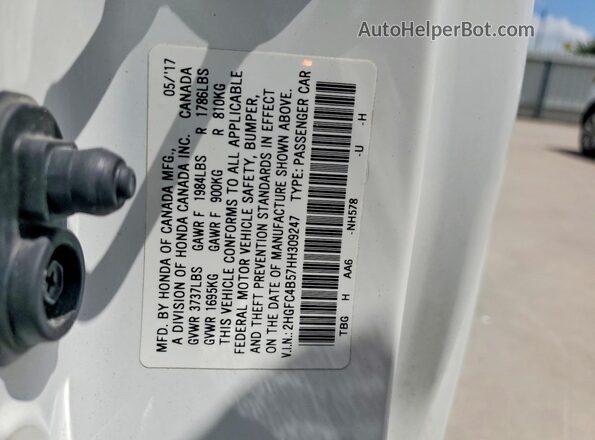 2HGFC4B57HH309247 2017 HONDA CIVIC White 