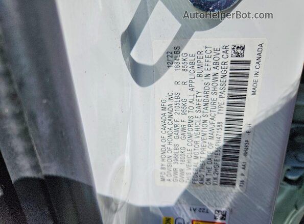 2HGFE1E55PH471588 2023 HONDA CIVIC White Вид підкапотного простору