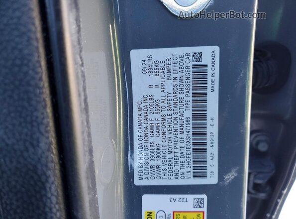 2HGFE1E5XSH471966 2025 HONDA CIVIC Gray VIN კოდის სტიკერის ხედი