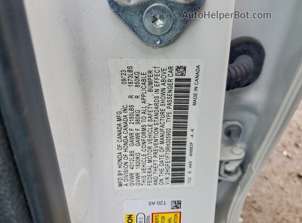 2HGFE1F73RH305900 2024 HONDA CIVIC White VIN კოდის სტიკერის ხედი