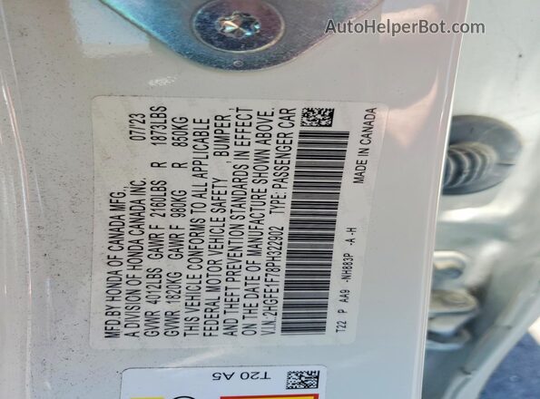 2HGFE1F78PH322902 2023 HONDA CIVIC White Вид підкапотного простору
