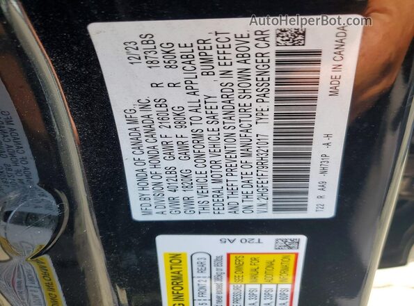 2HGFE1F79RH321017 2024 HONDA CIVIC Black ძრავის განყოფილების ხედი