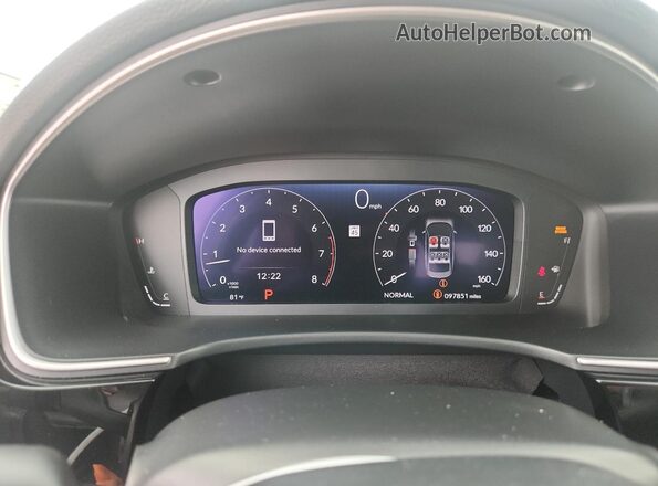2HGFE1F90NH328899 2022 HONDA CIVIC White Вид щитка приладів