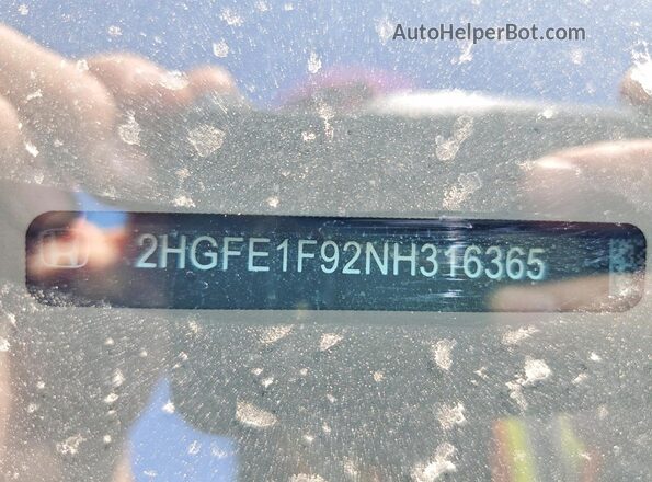 2HGFE1F92NH316365 2022 HONDA CIVIC Черный Вид подкапотного пространства