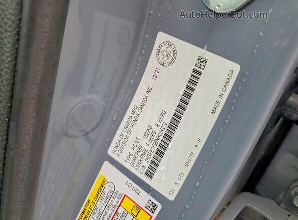 2HGFE1F96NH004212 2022 HONDA CIVIC Blue ძრავის განყოფილების ხედი