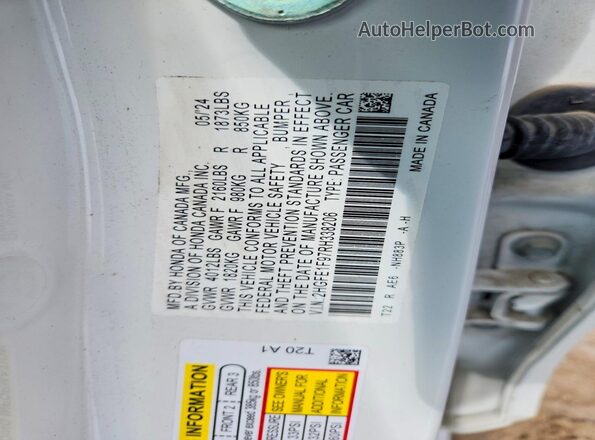 2HGFE1F97RH338206 2024 HONDA CIVIC White Vista del compartimento del motor