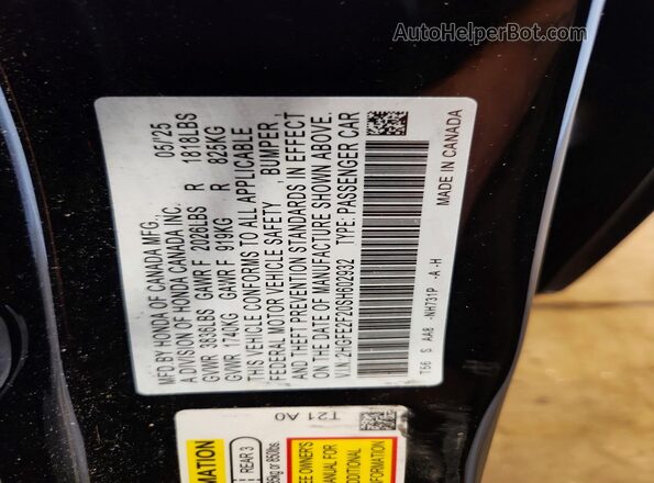 2HGFE2F20SH602932 2025 HONDA CIVIC Black 