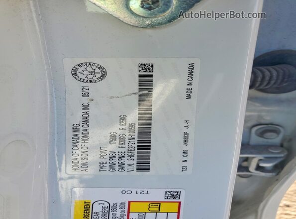 2HGFE2F21NH100595 2022 HONDA CIVIC White 