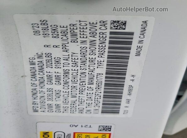 2HGFE2F21RH501778 2024 HONDA CIVIC White 