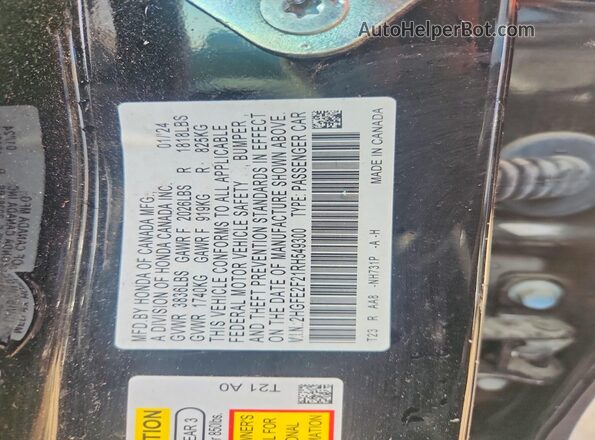 2HGFE2F21RH549300 2024 HONDA CIVIC Black Vista del compartimento del motor