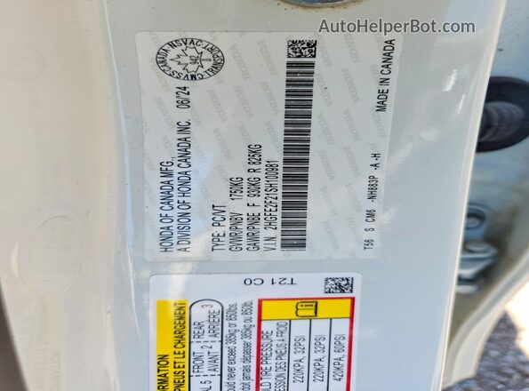 2HGFE2F21SH100981 2025 HONDA CIVIC White VIN sticker view