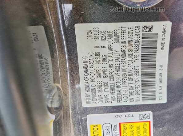 2HGFE2F22RH558877 2024 HONDA CIVIC Gray 