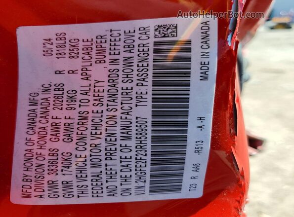 2HGFE2F23RH589507 2024 HONDA CIVIC Red 