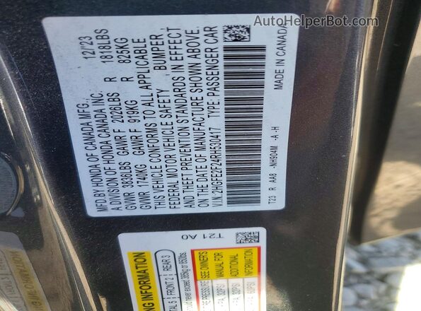 2HGFE2F24RH530417 2024 HONDA CIVIC Charcoal Engine compartment view