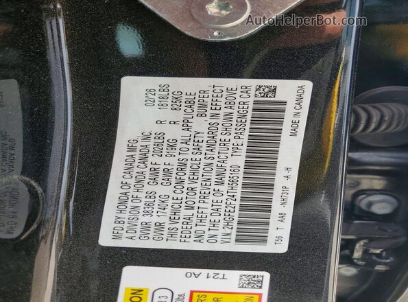 2HGFE2F24TH565160 2026 HONDA CIVIC Black Vista del compartimento del motor