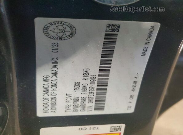 2HGFE2F25PH102692 2023 HONDA CIVIC Gray Widok naklejki z numerem VIN