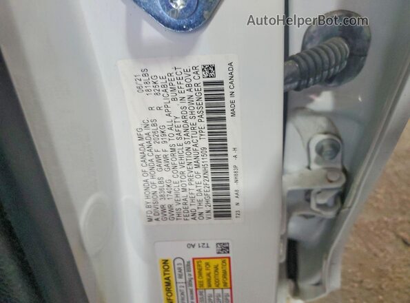 2HGFE2F2XNH511509 2022 HONDA CIVIC White Շարժիչի բաժամունքի տեսք