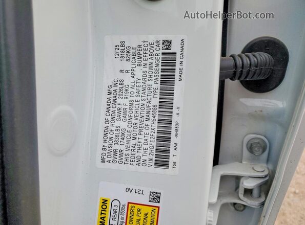 2HGFE2F2XTH546886 2026 HONDA CIVIC White 