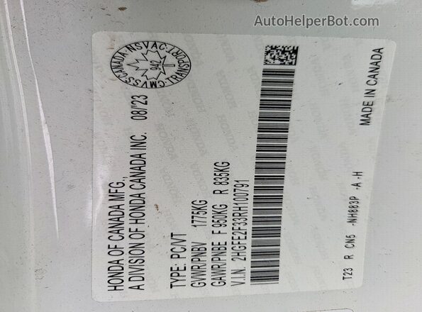 2HGFE2F33RH100791 2024 HONDA CIVIC White Engine compartment view