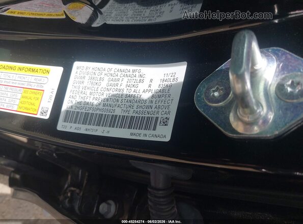 2HGFE2F50PH505926 2023 HONDA CIVIC Black ძრავის განყოფილების ხედი