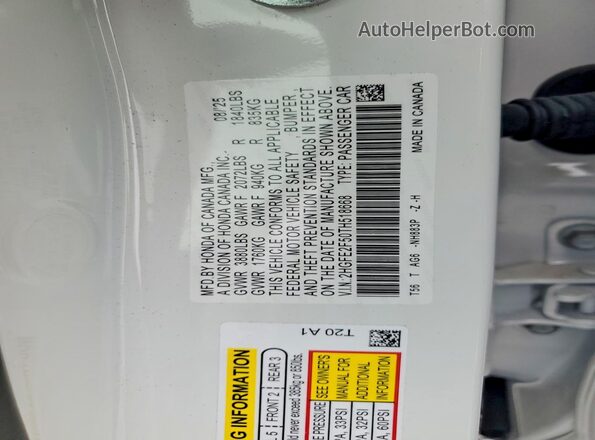 2HGFE2F50TH518668 2026 HONDA CIVIC White 