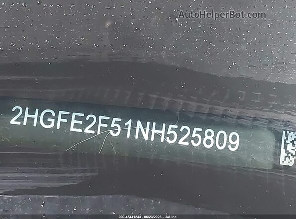 2HGFE2F51NH525809 2022 HONDA CIVIC Blue Vista del compartimento del motor