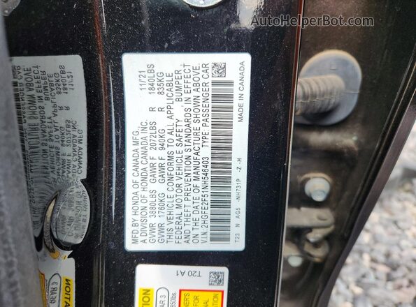 2HGFE2F51NH546403 2022 HONDA CIVIC Black Շարժիչի բաժամունքի տեսք